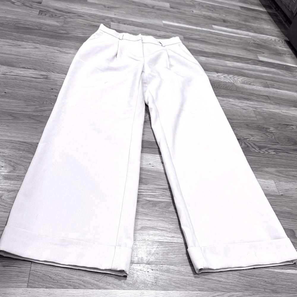 Nicole Miller New York Womens Wide Leg Pleated Trousers Cuffed Lilac Pink Size 4